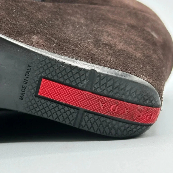 Prada Linea Rossa Brown Suede Wedge Boots - Picture 7 of 9